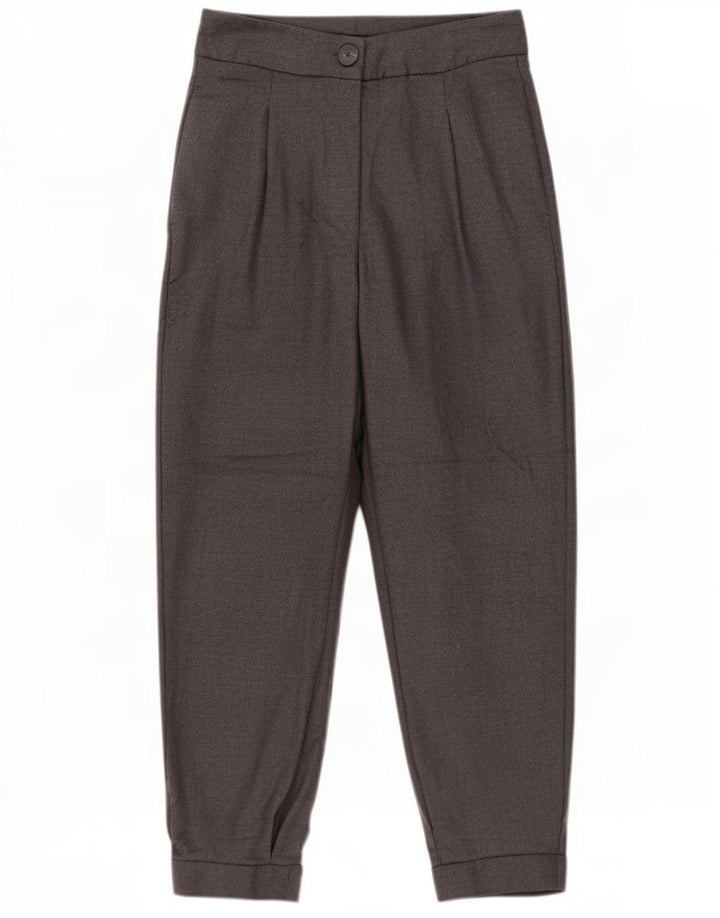 Zara Womens High Waist Pegged Cropped Trousers Small W26 L24 Grey Polyester