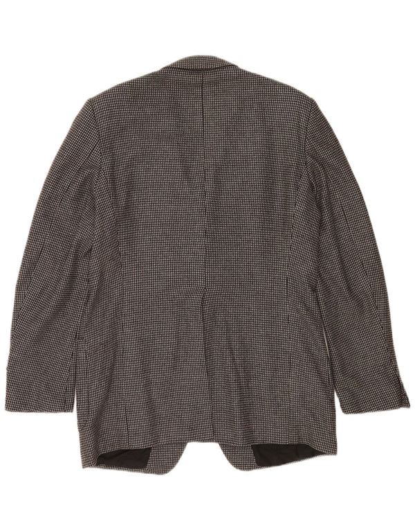 Vintage Mens 2 Button Blazer Jacket UK 38 Medium Grey Check Virgin Wool