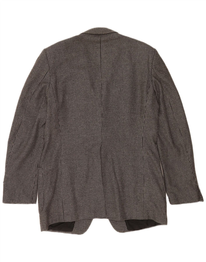 Vintage Mens 2 Button Blazer Jacket UK 38 Medium Grey Check Virgin Wool