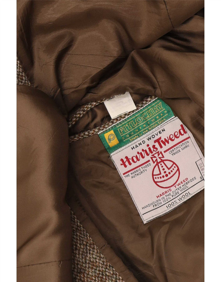 Harris Tweed Mens 2 Button Blazer Jacket UK 44 XL Brown Wool