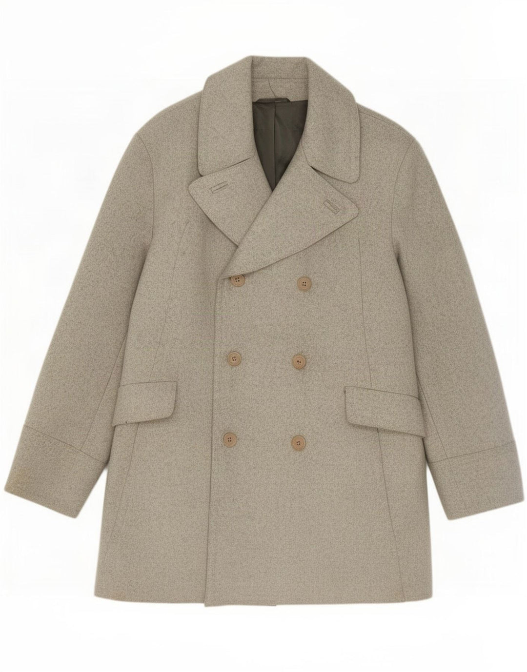 French Connection Mens Double Breasted Coat UK 40 Large Grey Wool