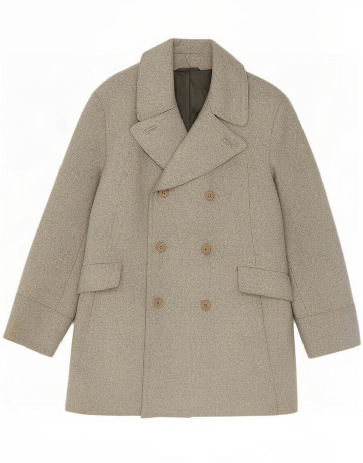 French Connection Mens Double Breasted Coat UK 40 Large Grey Wool