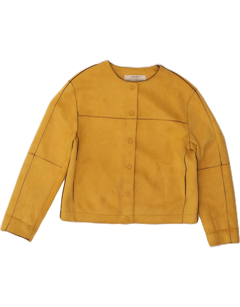 ZARA Womens Crop Bomber Jacket UK 14 Medium Yellow Polyester Vintage Zara and Second-Hand Zara from Messina Hembry 