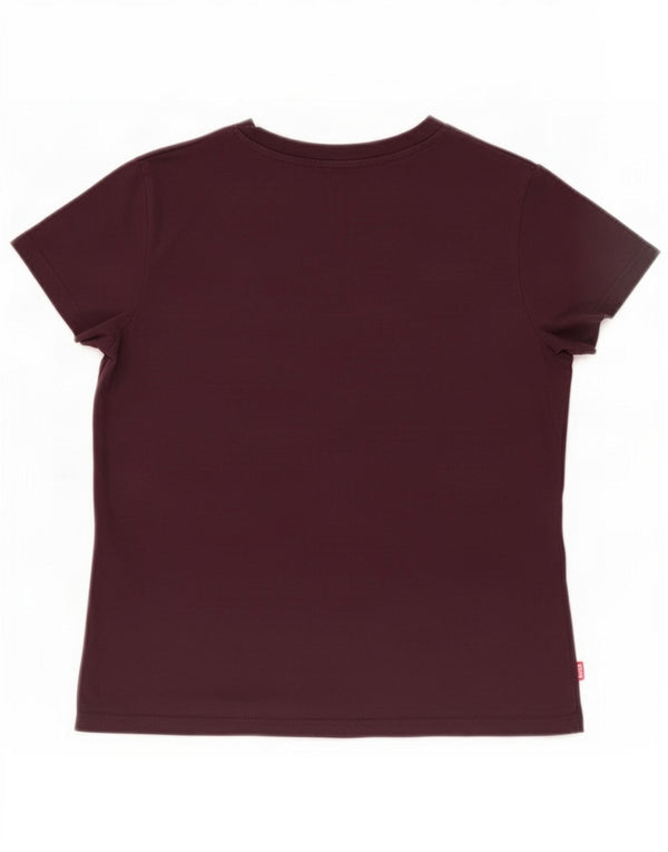 Levi's Womens T-Shirt Top UK 10 Small Burgundy Cotton