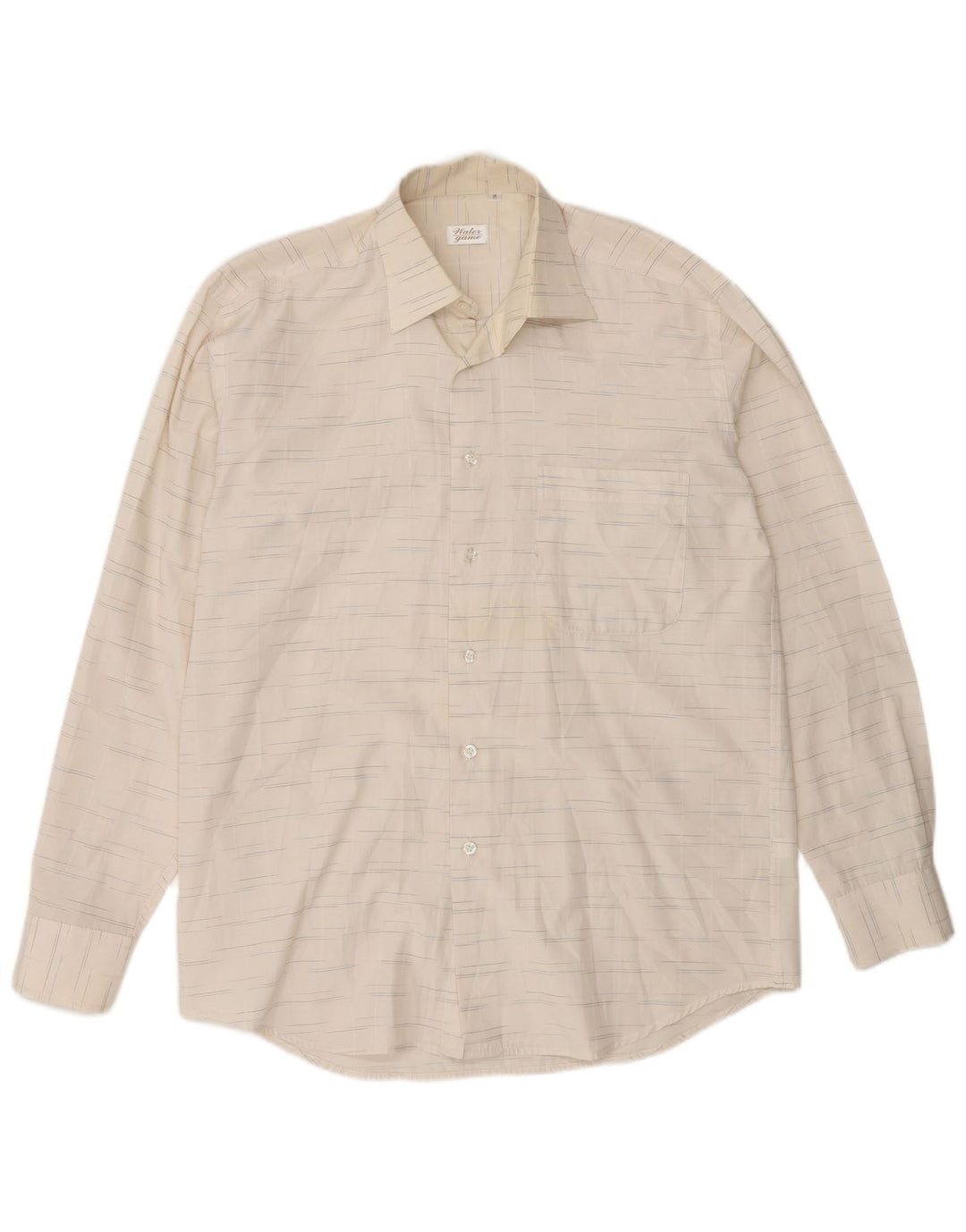 Vintage Mens Shirt Medium White Pinstripe Cotton