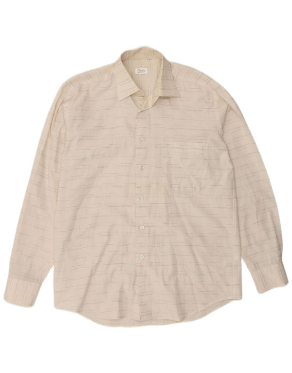 Vintage Mens Shirt Medium White Pinstripe Cotton