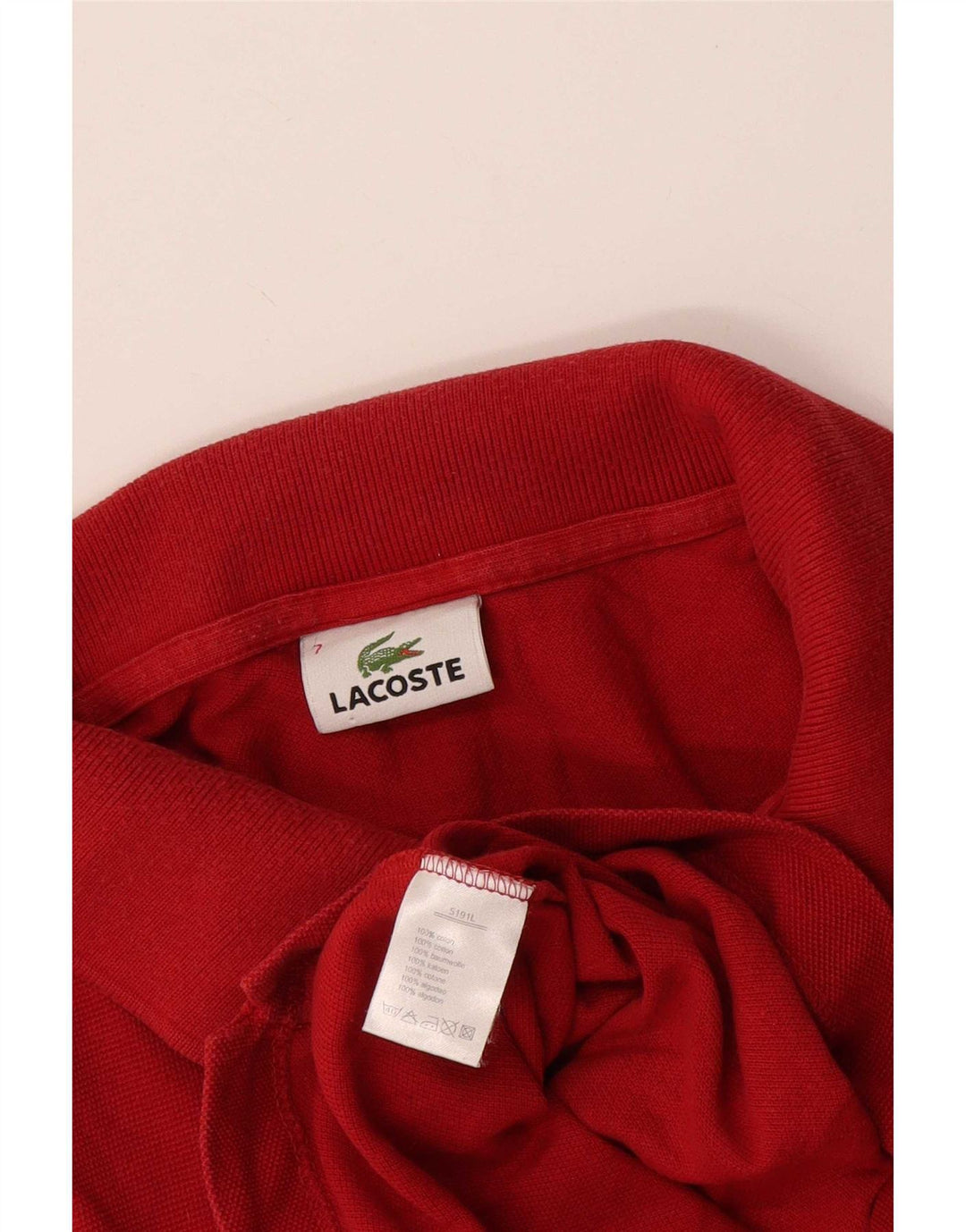 Lacoste Mens Polo Shirt Size 7 2XL Red Cotton