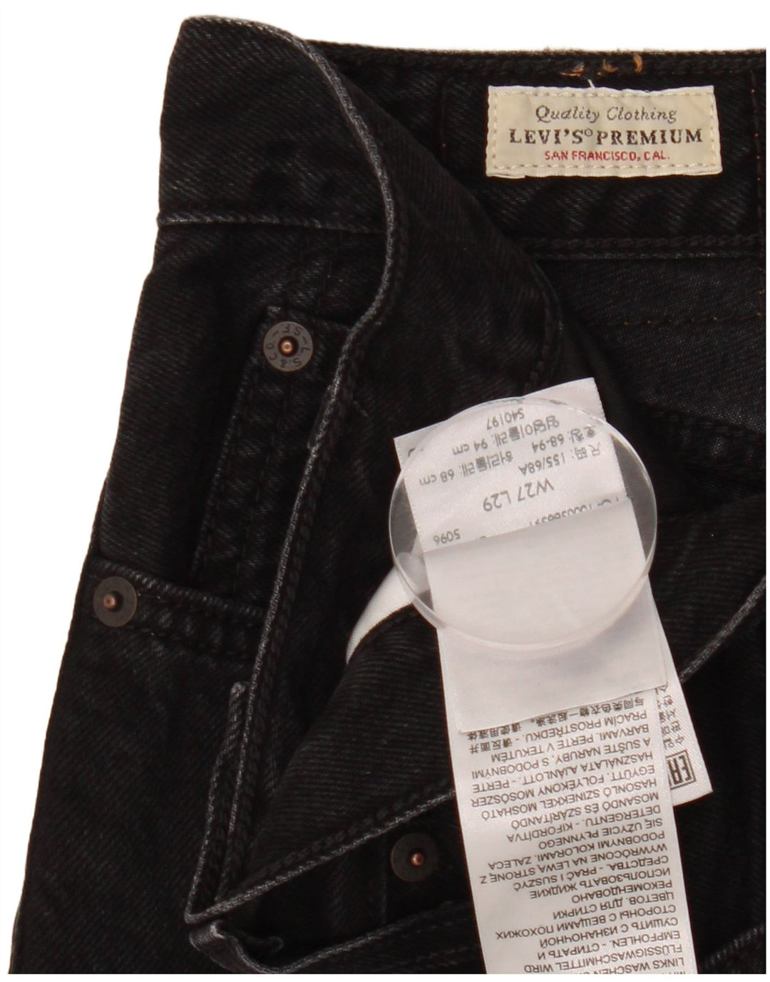 LEVI'S Womens High Rise Slim Straight Jeans W27 L29 Black Cotton