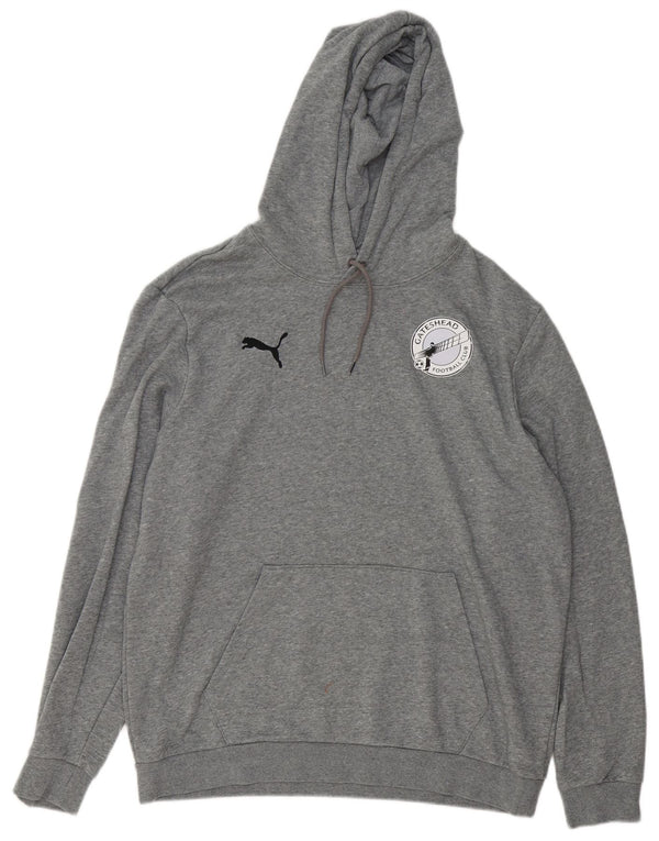 Puma Mens Hoodie Jumper Large Grey Flecked Cotton