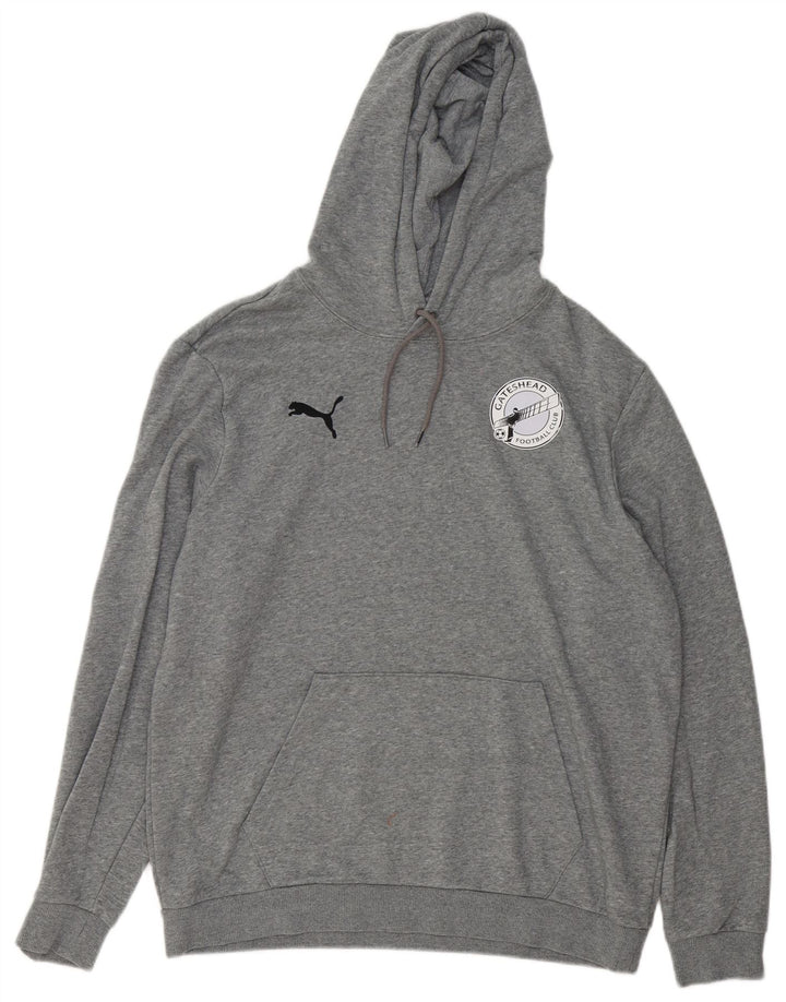 Puma Mens Hoodie Jumper Large Grey Flecked Cotton