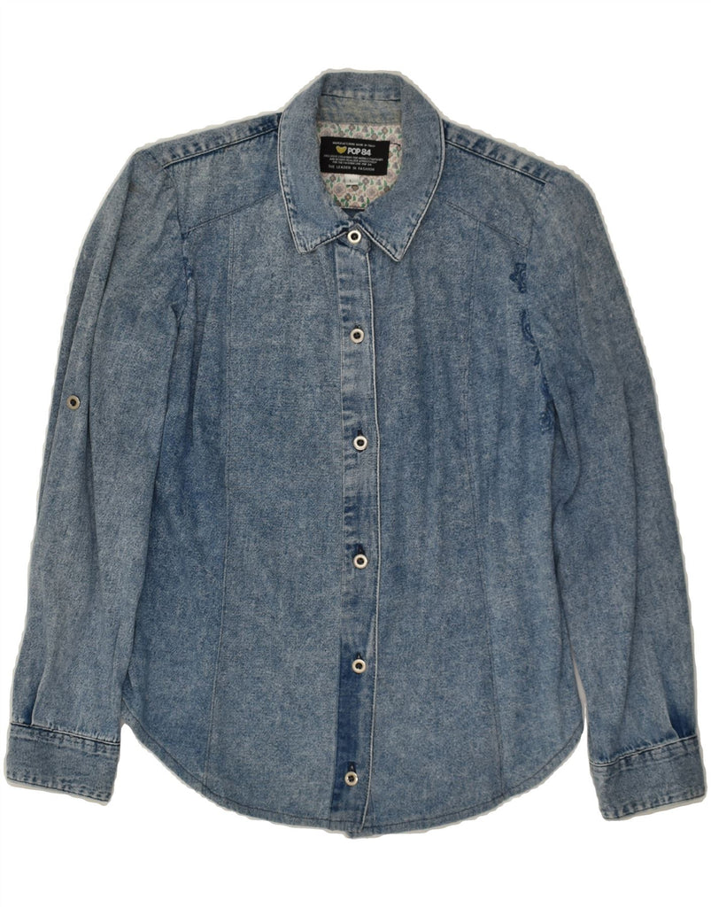 POP 84 Womens Denim Shirt UK 14 Large Blue | Vintage POP 84 | Thrift | Second-Hand POP 84 | Used Clothing | Messina Hembry 