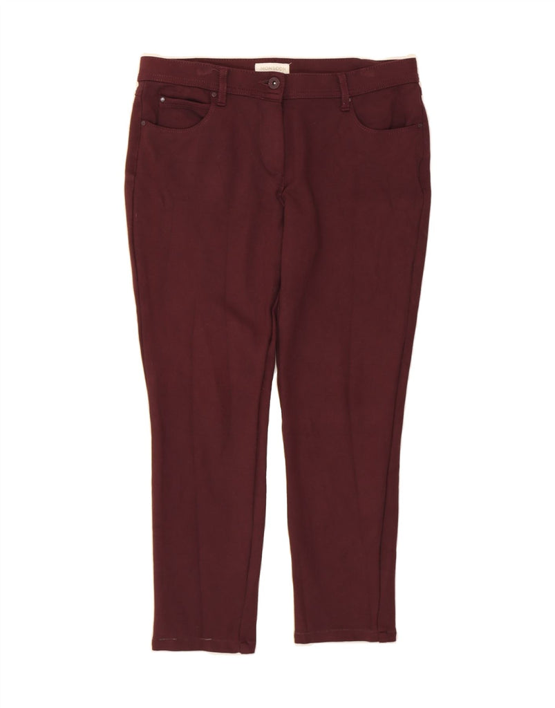 MONSOON Womens Slim Casual Trousers UK 12 Medium W30 L24 Burgundy Viscose Vintage Monsoon and Second-Hand Monsoon from Messina Hembry 