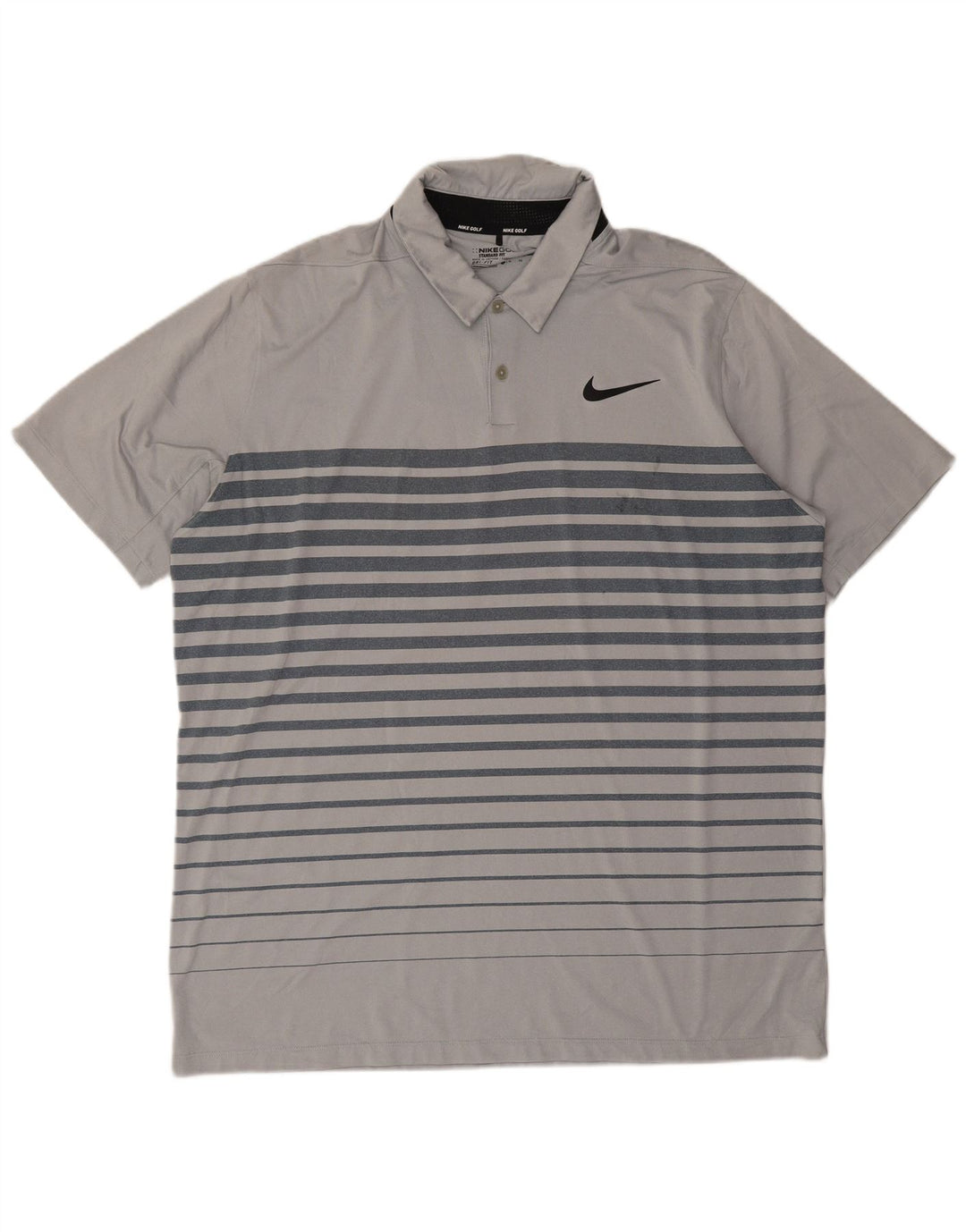 Nike Mens Dri Fit Polo Shirt XL Grey Striped Polyester