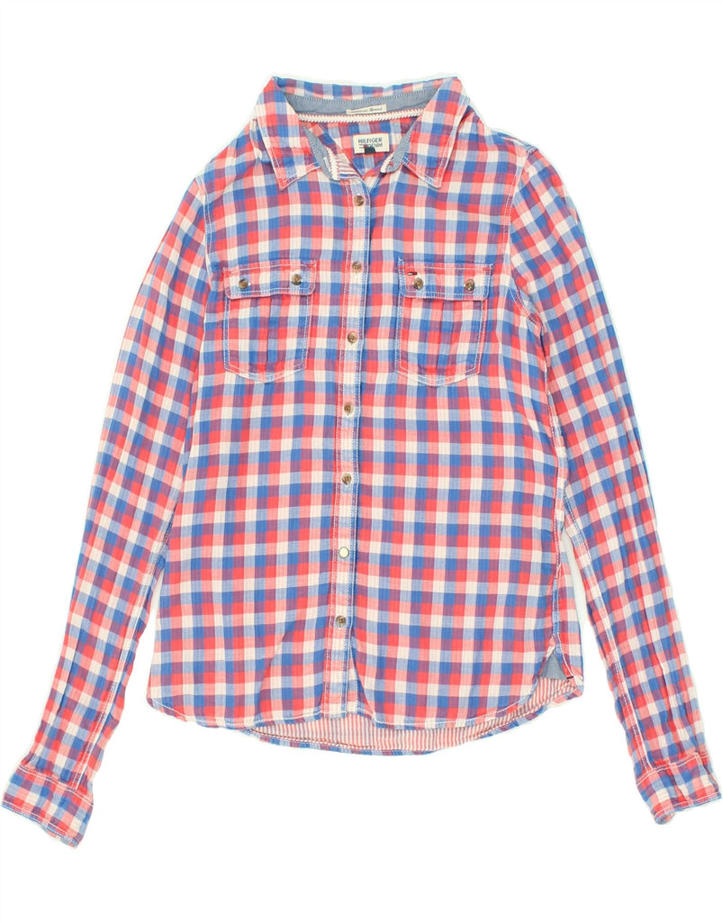 TOMMY HILFIGER Womens Shirt UK 14 Medium Red Gingham Cotton | Vintage Tommy Hilfiger | Thrift | Second-Hand Tommy Hilfiger | Used Clothing | Messina Hembry 