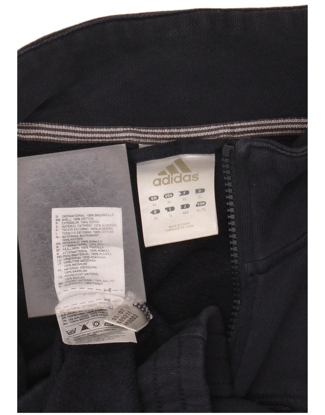 Adidas Mens Tracksuit Top Jacket XL Navy Blue Cotton