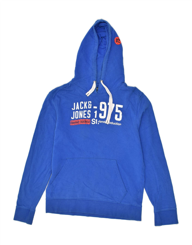 JACK & JONES Mens Graphic Hoodie Jumper Large Blue Cotton | Vintage Jack & Jones | Thrift | Second-Hand Jack & Jones | Used Clothing | Messina Hembry 