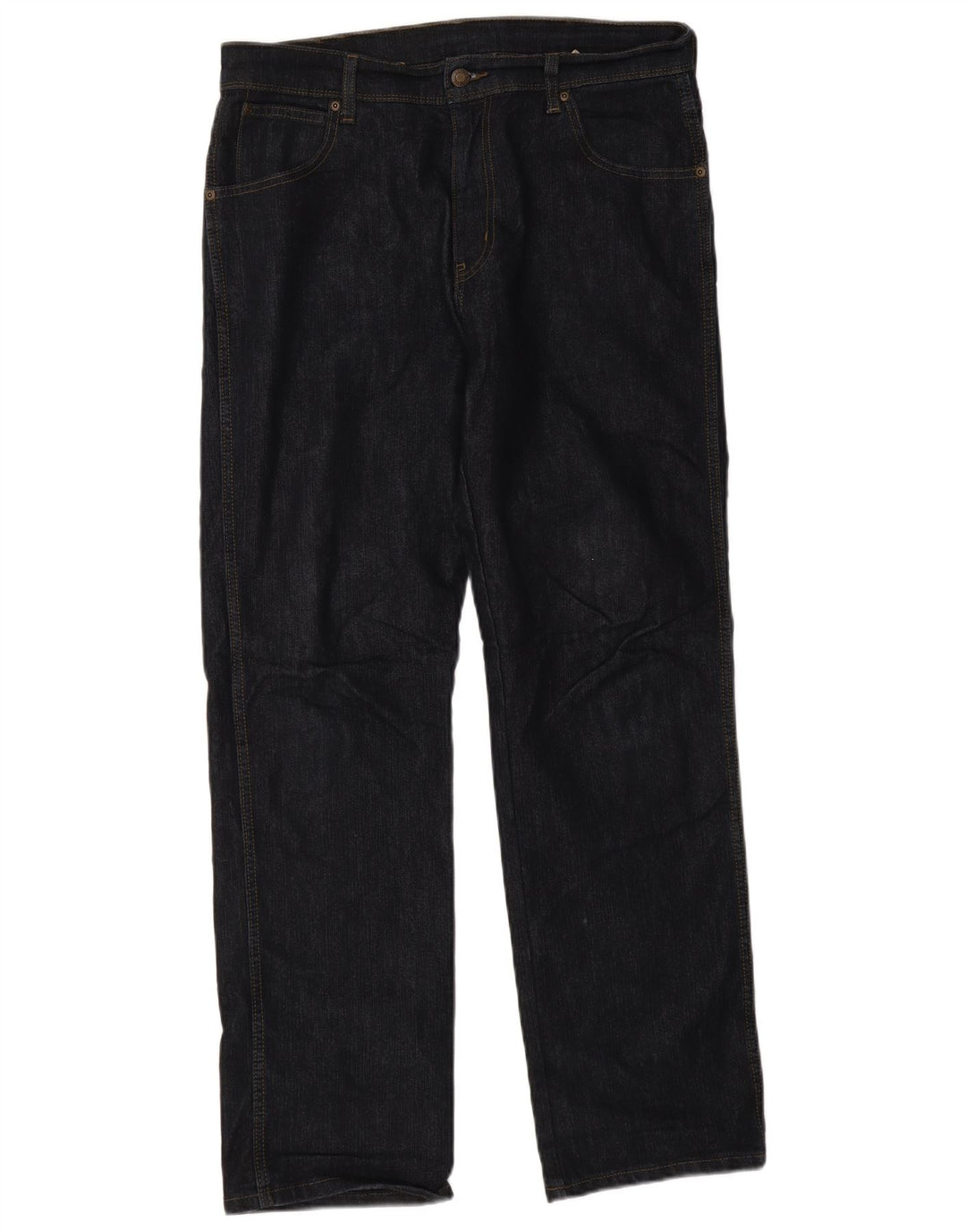 Wrangler Mens Regular Fit Straight Jeans W35 L32 Navy Blue Cotton