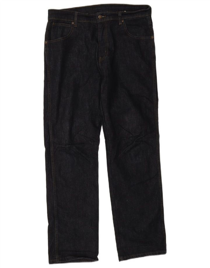 Wrangler Mens Regular Fit Straight Jeans W35 L32 Navy Blue Cotton