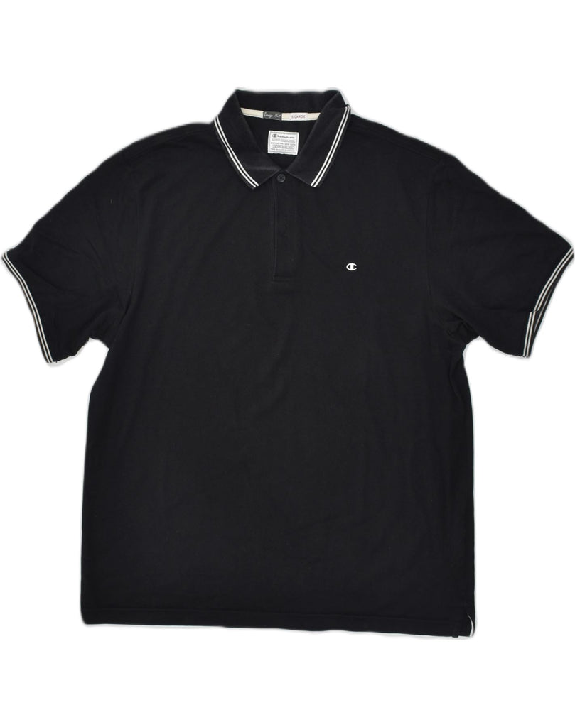 CHAMPION Mens Polo Shirt XL Black Cotton | Vintage Champion | Thrift | Second-Hand Champion | Used Clothing | Messina Hembry 