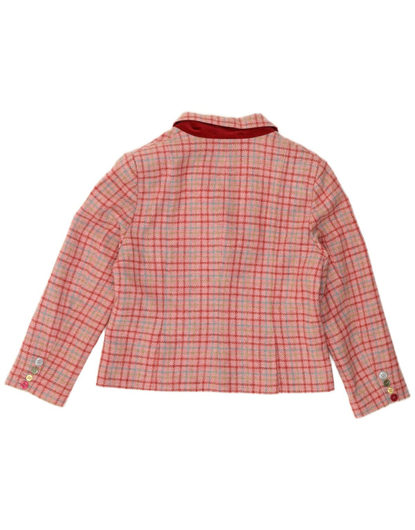 Boden Womens 2 Button Blazer Jacket UK 12 Medium Pink Plaid Wool