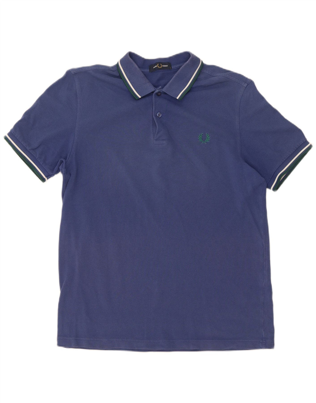 Fred Perry Mens Polo Shirt Large Blue Striped Cotton