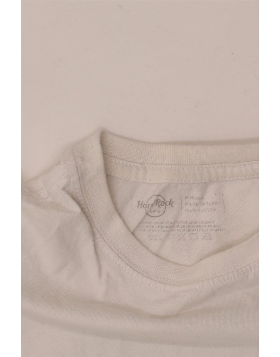 Hard Rock Cafe Mens Cairo Graphic T-Shirt Top Medium White Cotton