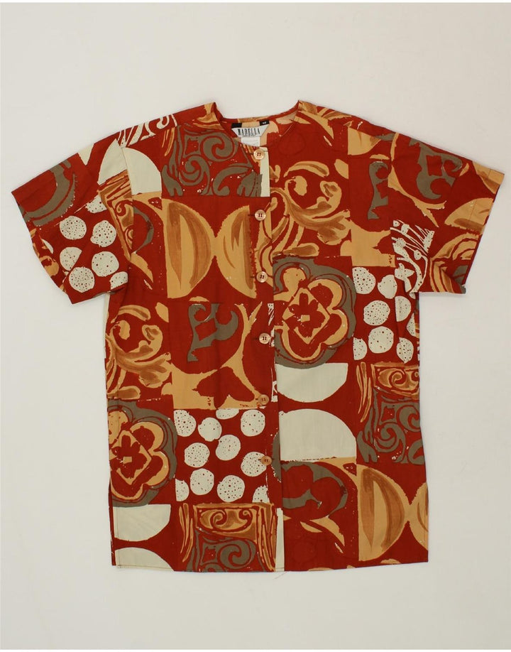 MARELLA Womens Oversized Short Sleeve Shirt UK 10 Small Maroon Patchwork Vintage Marella and Second-Hand Marella from Messina Hembry 