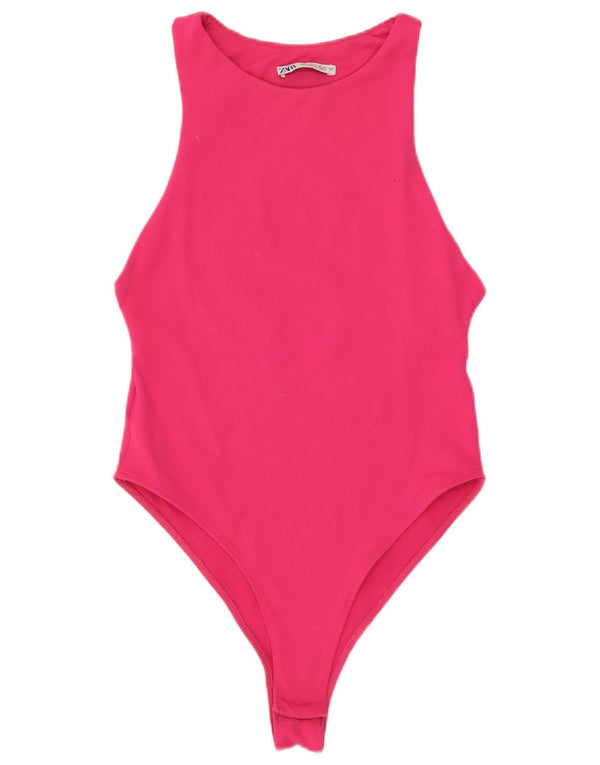 Zara Womens Sleeveless Bodysuit UK 8 Small Pink