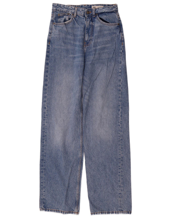 Zara Womens High Rise Loose Jeans EU 36 XS W26 L33 Blue Cotton