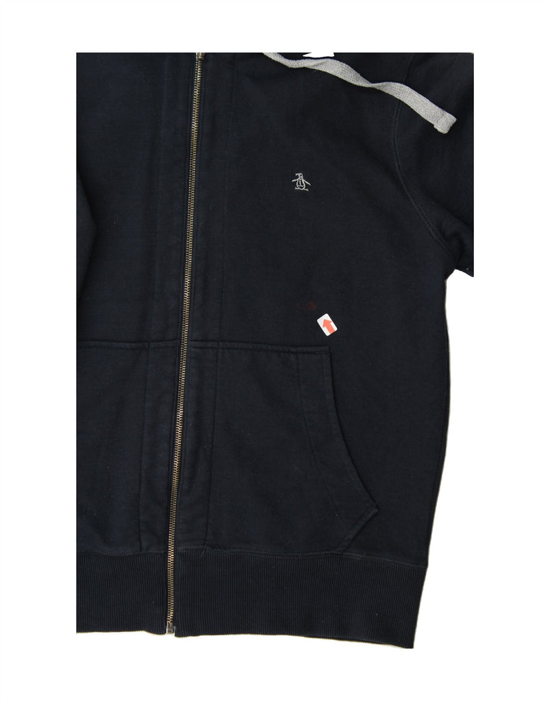 PENGUIN Mens Zip Hoodie Sweater Large Navy Blue Cotton Vintage Penguin and Second-Hand Penguin from Messina Hembry 