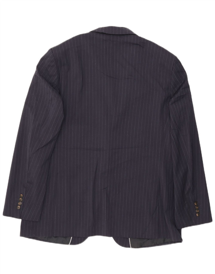 Marks & Spencer Mens Longline Blazer Jacket UK 46 3XL Navy Blue Pinstripe