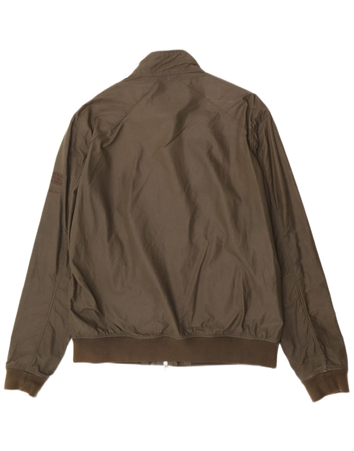 Barbour Mens Motorcycle Bomber Jacket UK 42 XL Khaki Polyamide