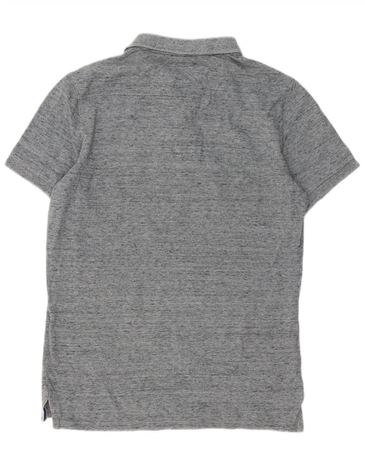 Superdry Mens Graphic Polo Shirt Medium Grey Flecked Cotton