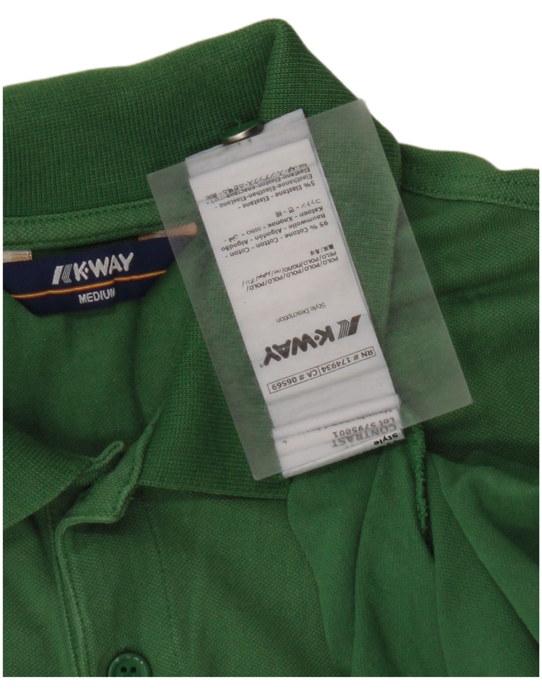 K-WAY Mens Polo Shirt Medium Green Cotton