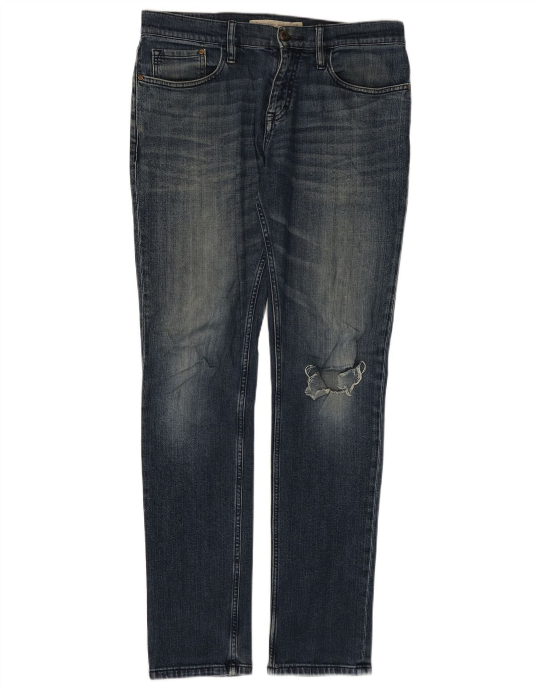 CALVIN KLEIN Mens Distressed Slim Jeans W32 L34 Blue Cotton