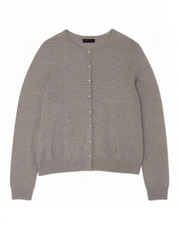 Marks & Spencer Womens Cardigan Sweater UK 14 Large Grey Flecked Viscose