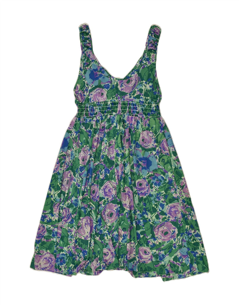 VINTAGE Womens Sundress UK 0 2XS Green Floral | Vintage Vintage | Thrift | Second-Hand Vintage | Used Clothing | Messina Hembry 