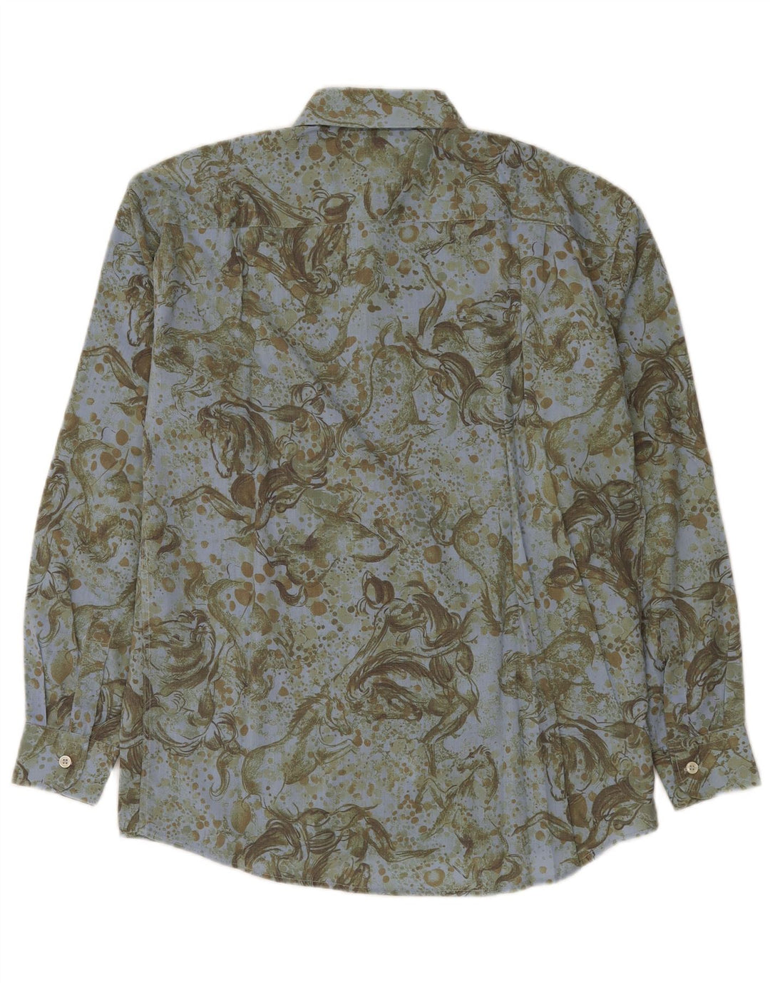 Vintage Mens Shirt Small Green Animal Print Viscose