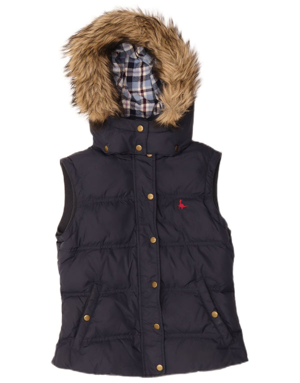 Joules Womens Hooded Padded Gilet UK 8 Small Navy Blue