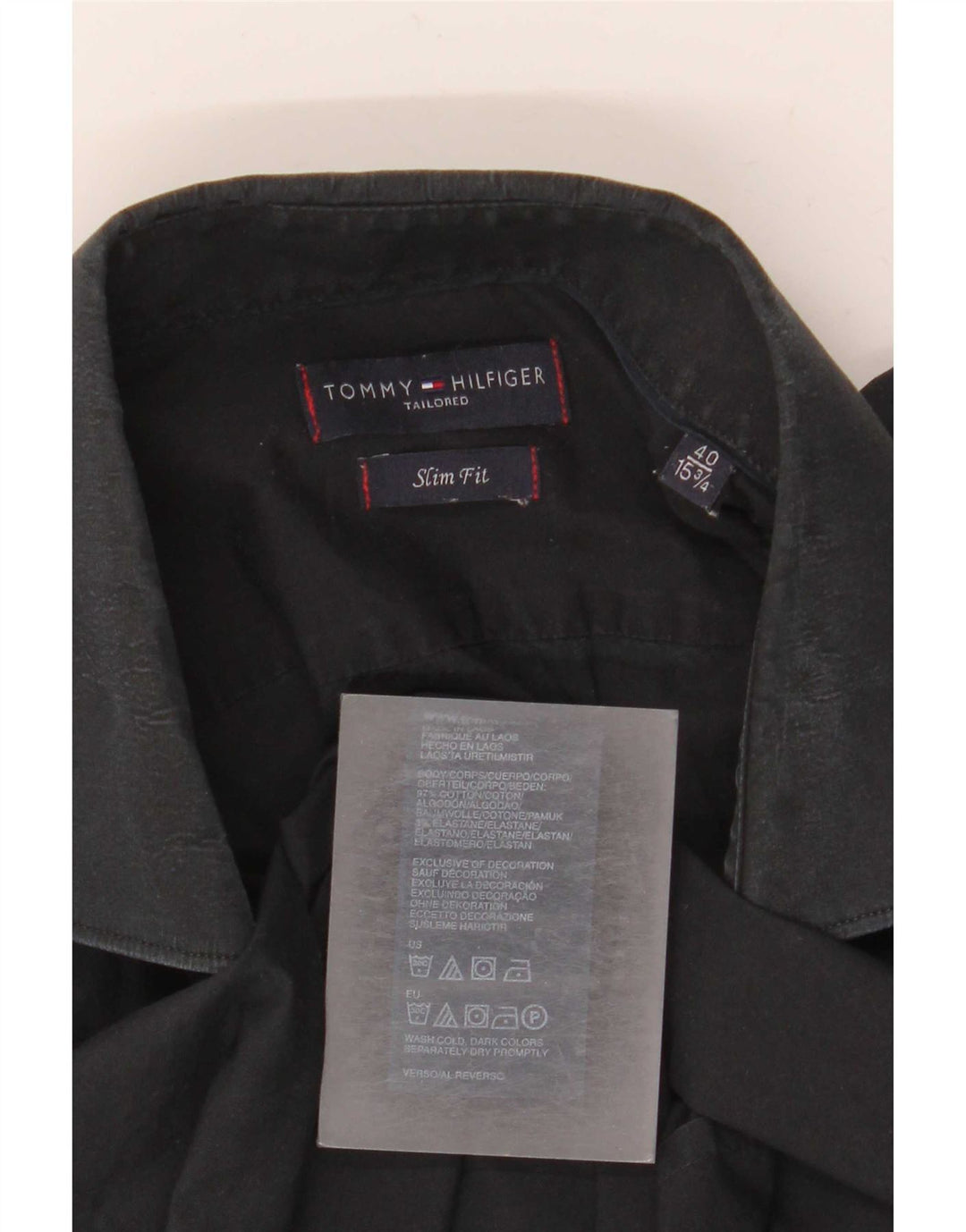 Tommy Hilfiger Mens Tailored Slim Fit Shirt Size 40 15 3/4 Medium Black
