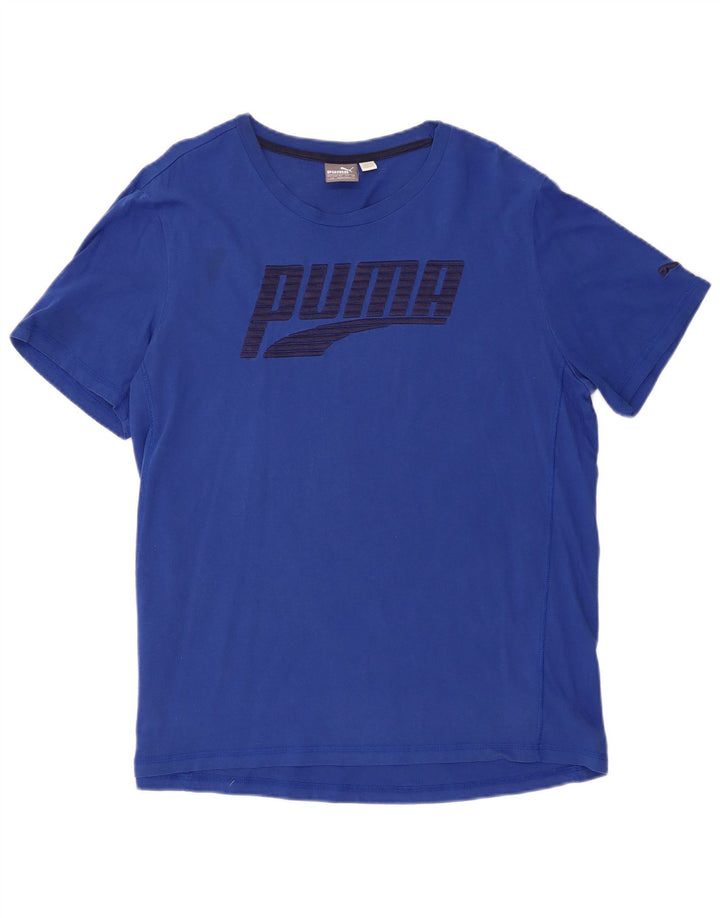 Puma Mens Graphic T-Shirt Top Large Blue Cotton