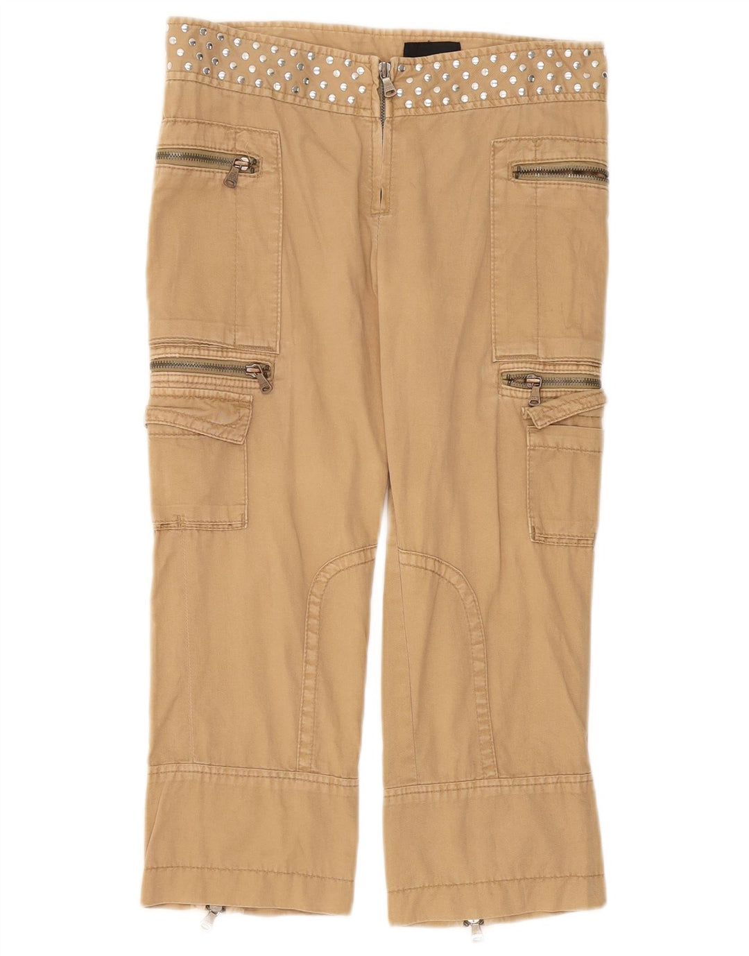 Calvin Klein Womens Capri Cargo Trousers W28 L22 Beige Cotton