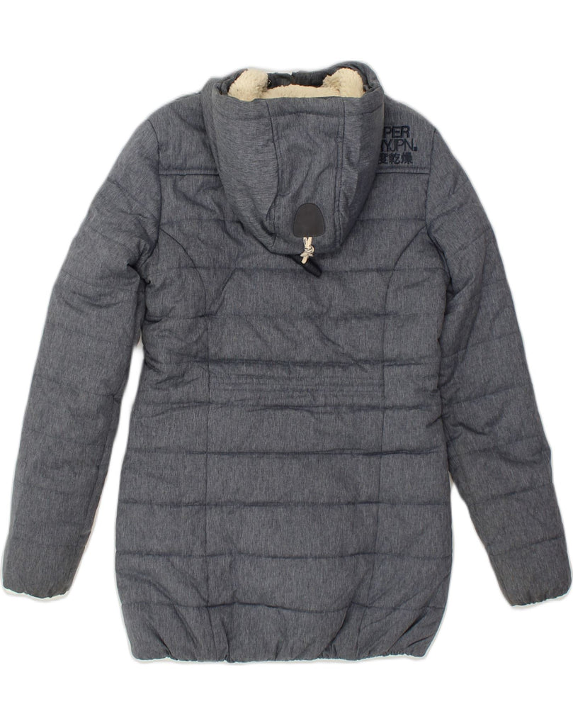 SUPERDRY Womens Hooded Padded Duffle Coat UK 10 Small Grey Polyester | Vintage Superdry | Thrift | Second-Hand Superdry | Used Clothing | Messina Hembry 