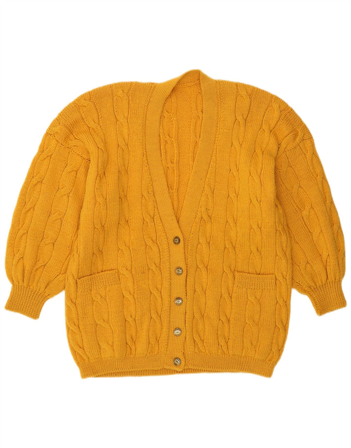 Vintage Womens Cardigan Sweater UK 16 Large Yellow