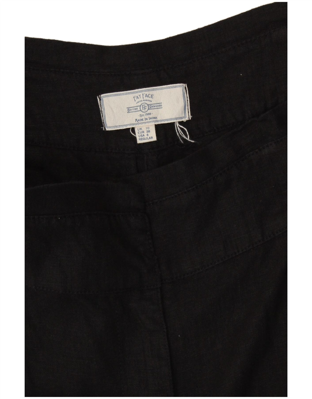 FAT FACE Womens Wide Leg Capri Trousers UK 10 Small W30 L23 Black Linen