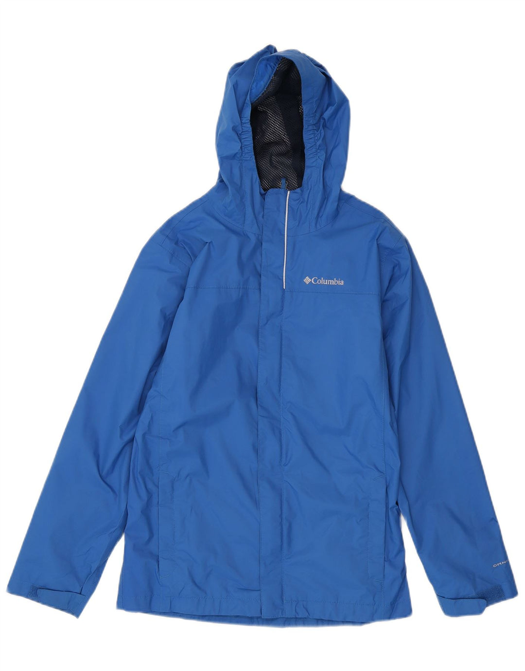 Columbia Boys Omni-Tech Hooded Rain Jacket 14-15 Years Large  Blue Nylon