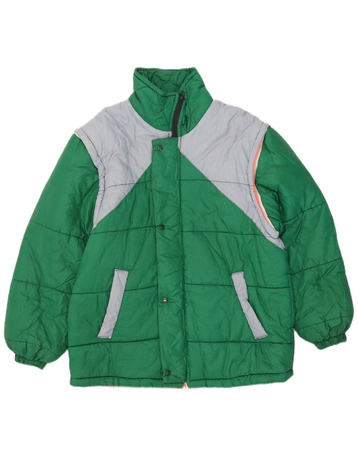 Vintage Mens Padded Jacket UK 42 XL Green Colourblock