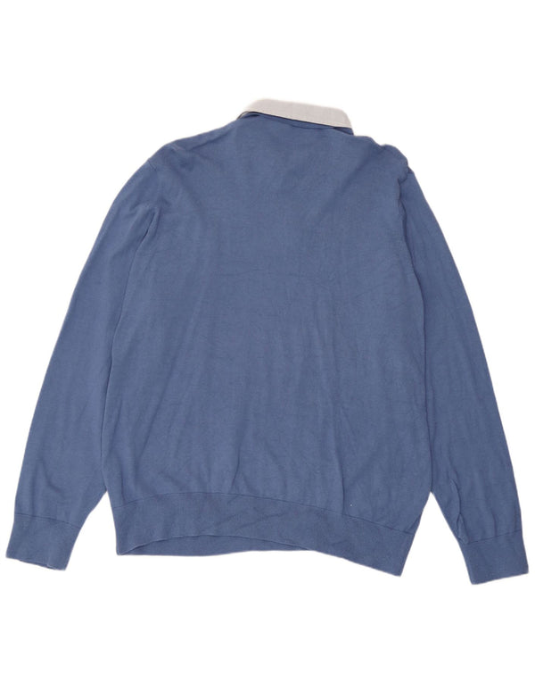 Marks & Spencer Mens V-Neck Jumper Sweater XL Blue Cotton