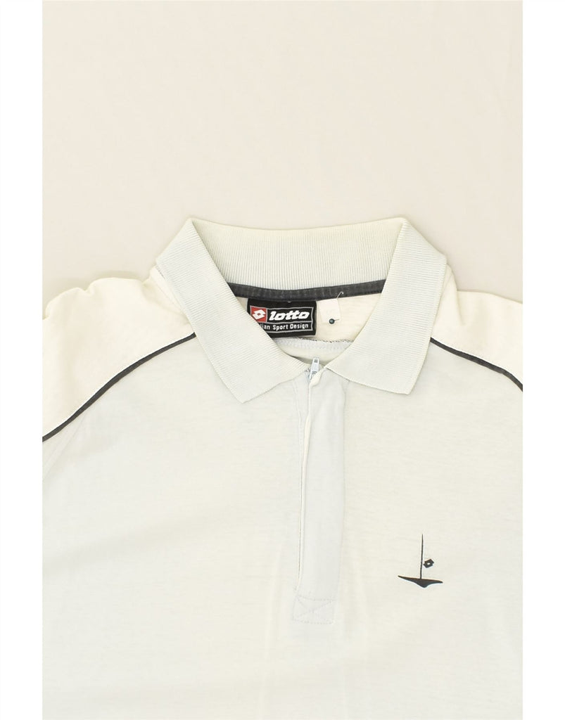 LOTTO Mens Polo Shirt 2XL White Colourblock Cotton | Vintage Lotto | Thrift | Second-Hand Lotto | Used Clothing | Messina Hembry 