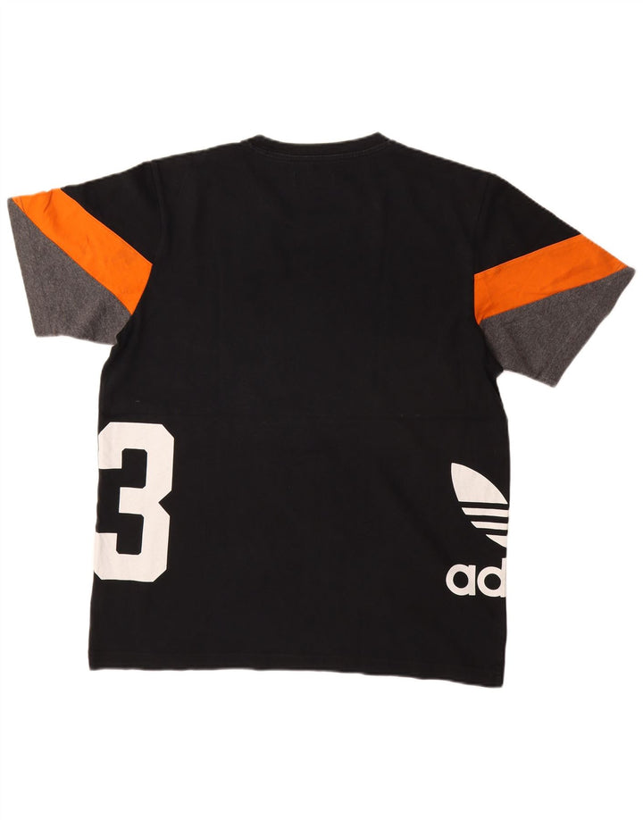 Adidas Mens Graphic T-Shirt Top Large Black Colourblock Cotton